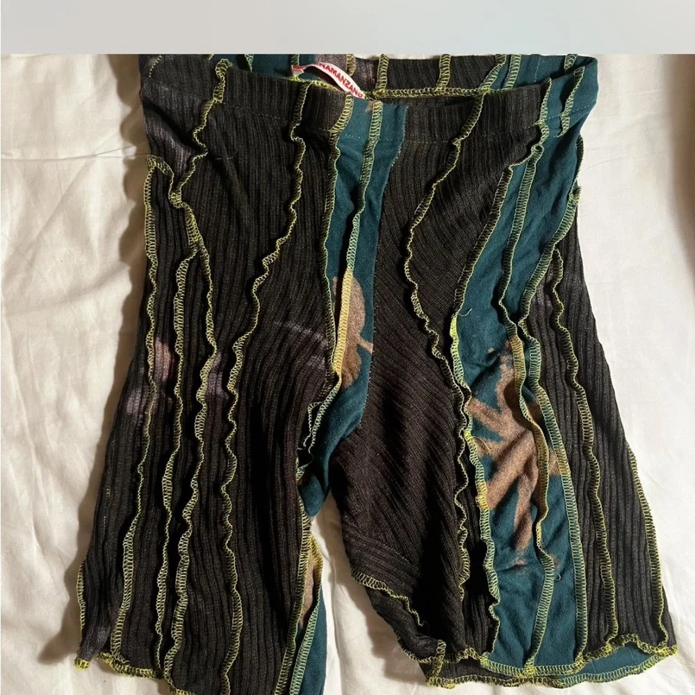Sheer Ruffled Shorts - Brown and Teal - Picture 2 of 4